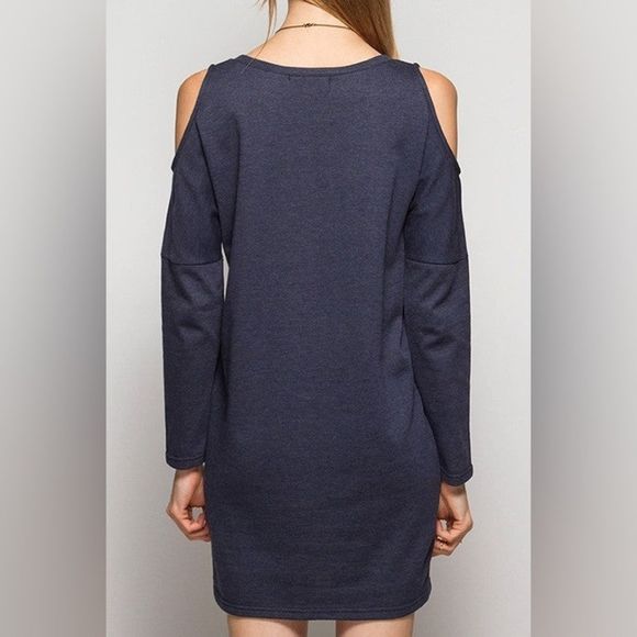 NWT French Terry Cold Shoulder Dress - Picture 5 of 6